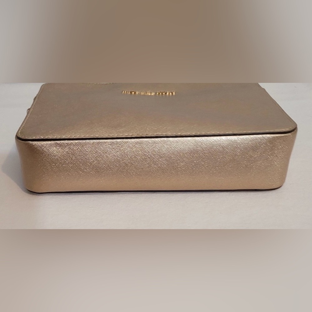 Michael Kors Jet Set Travel Metallic Gold Leather Crossbody Bag - Picture 6 of 16